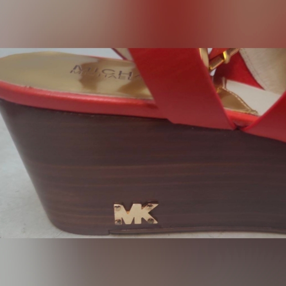 Michael Kors Poesy Red Wedge Platform Sandals Size 9 Used Exc  MSRP $150 - Picture 6 of 8